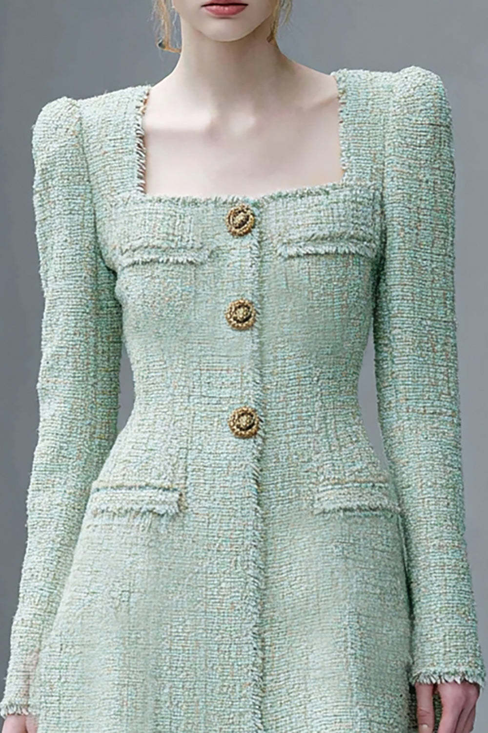 Mint Green Square Neck A Line Short Homecoming Dress with Sleeves