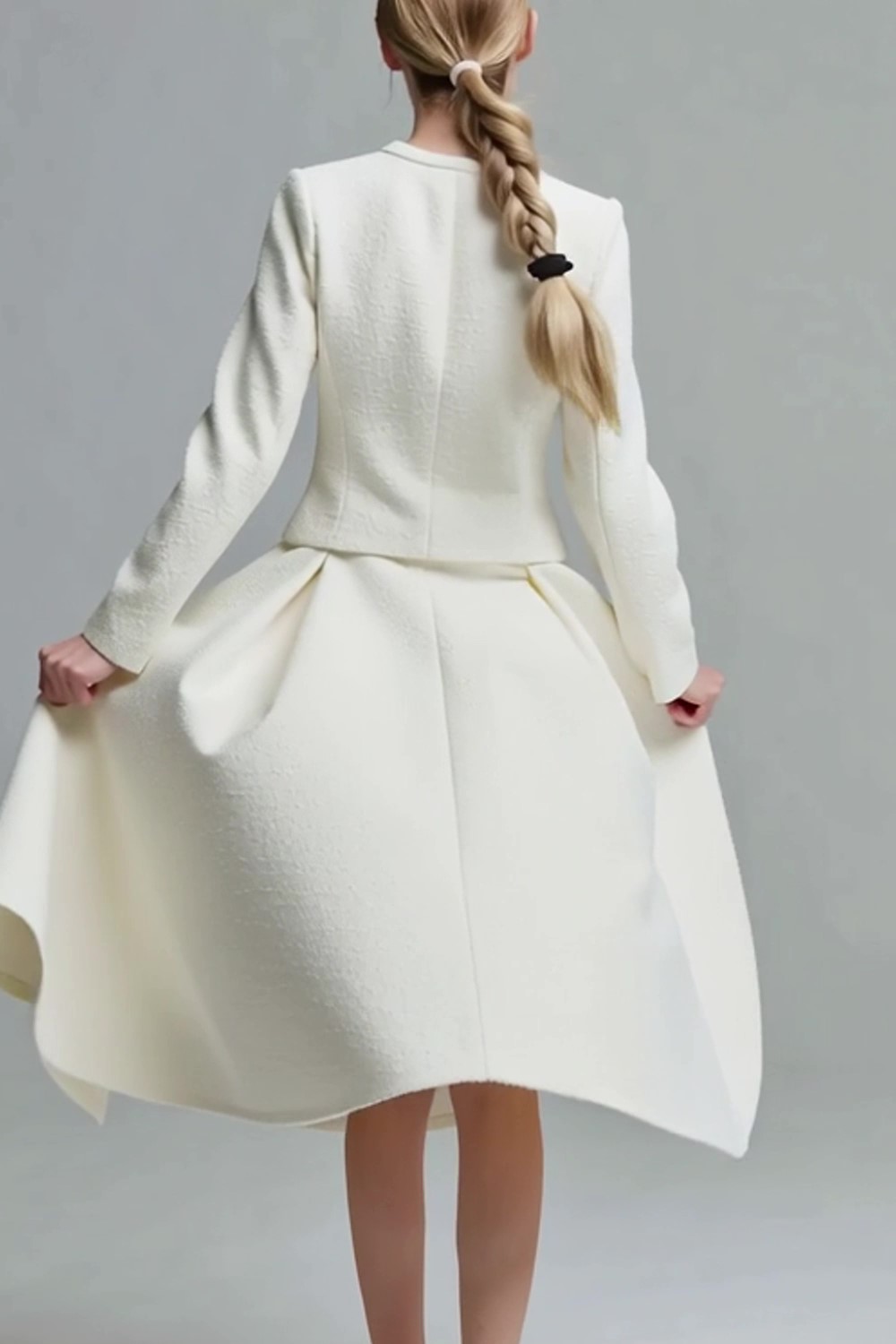 Ivory 2 Piece Midi A Line Homecoming Outfits with Buttons