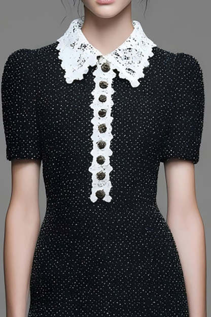 Black Tight Short Homecoming Dress with Lace