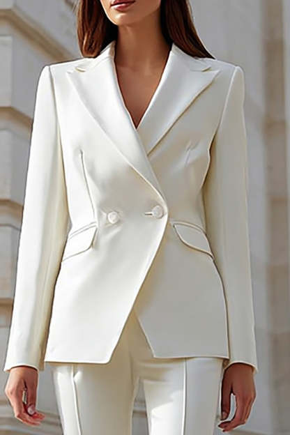 Ivory 2 Piece Tight Leg Fitted Business Suits with Sleeves