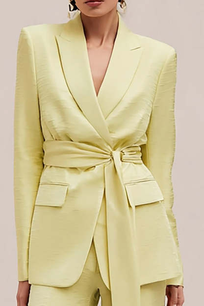 2 Piece Daffodil Peak Lapel Business Suits with Sash