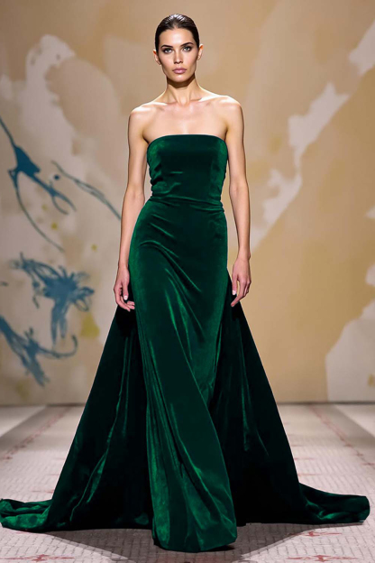 Maxi Dark Red Velvet Strapless Sheath Evening Dress with Cape