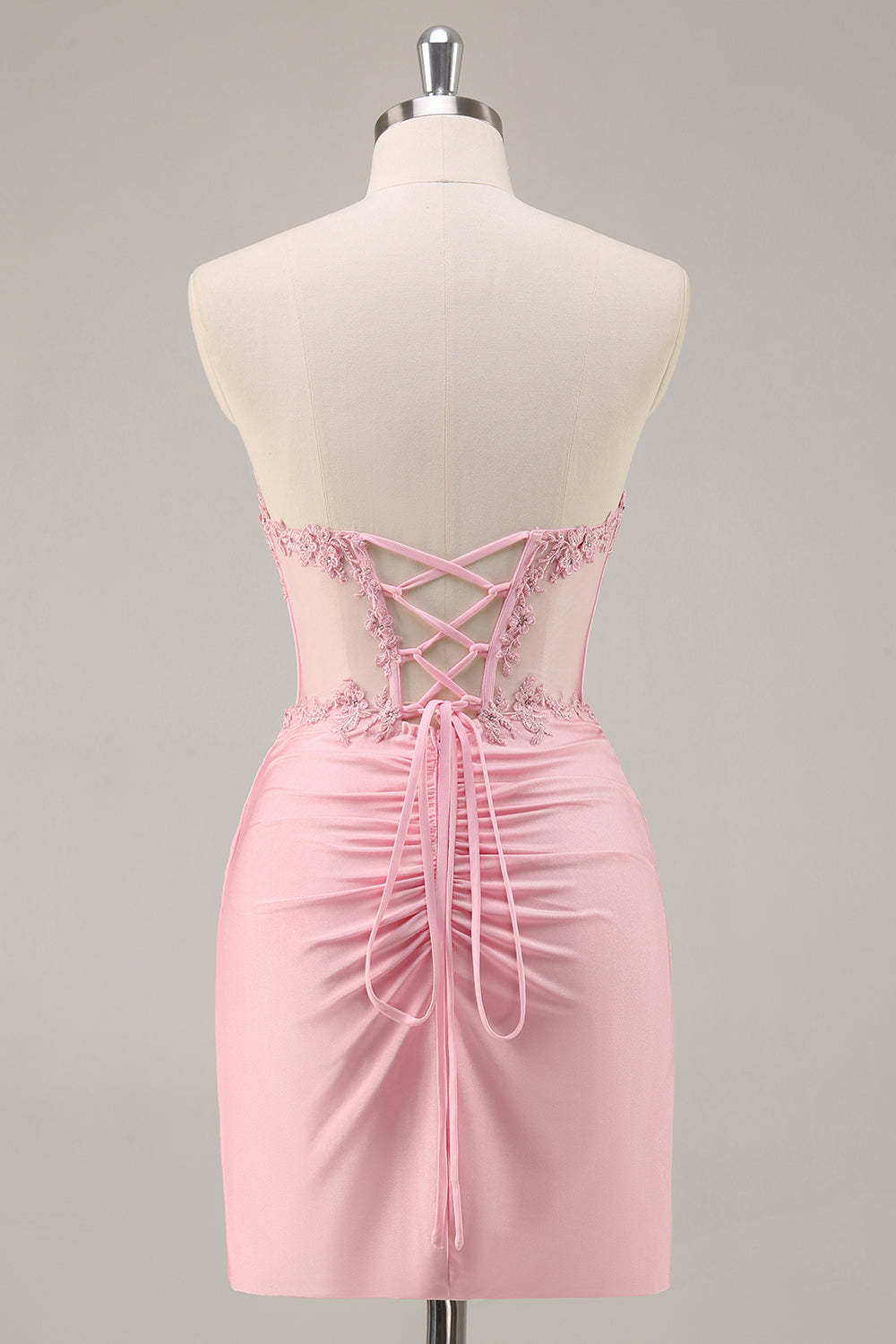 Pink Bodycon Strapless Corset Short Homecoming Dress
