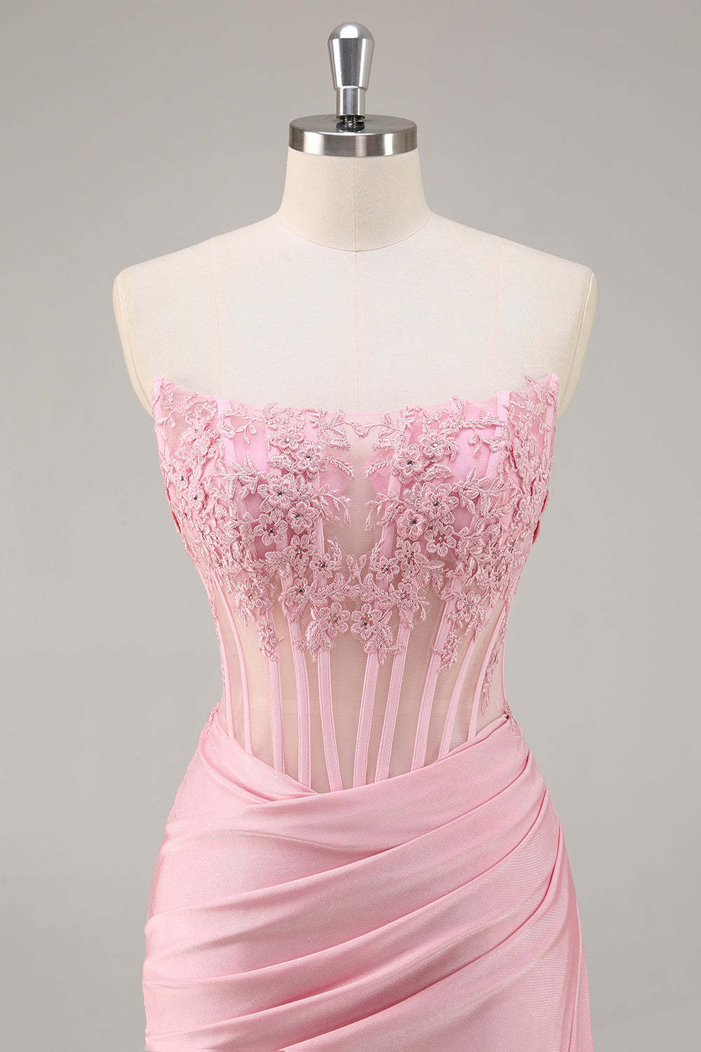 Pink Bodycon Strapless Corset Short Homecoming Dress