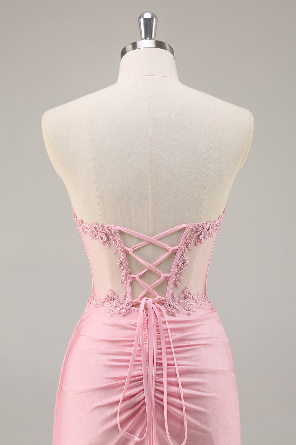 Pink Bodycon Strapless Corset Short Homecoming Dress