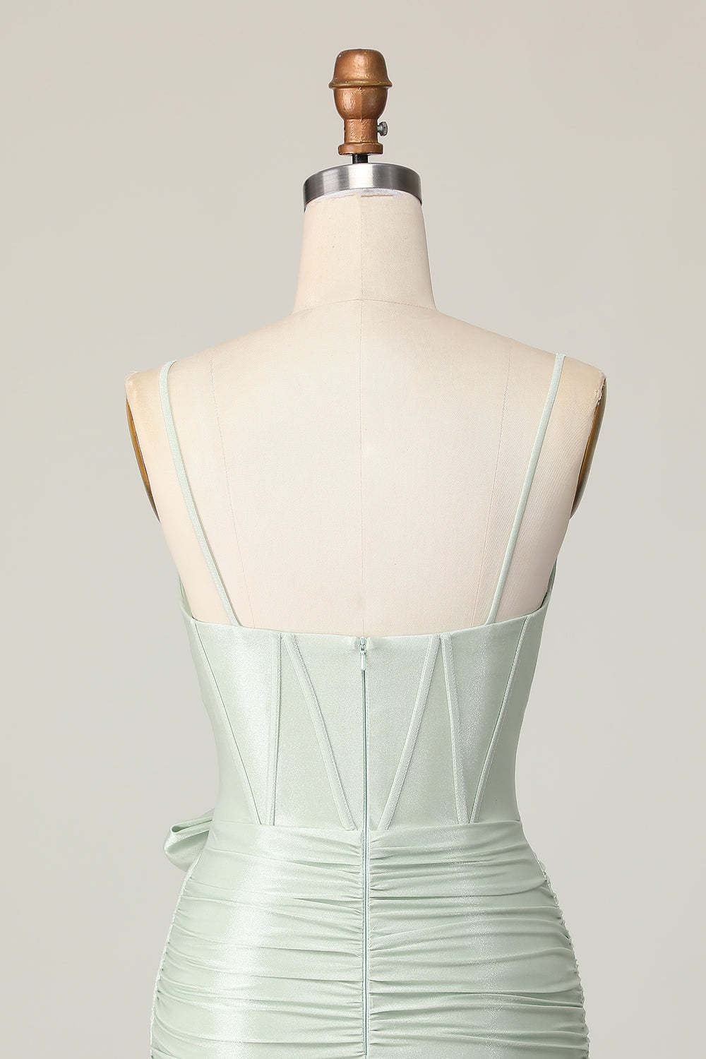 Bodycon Ruched Sage Corset Short Homecoming Dress with Bow