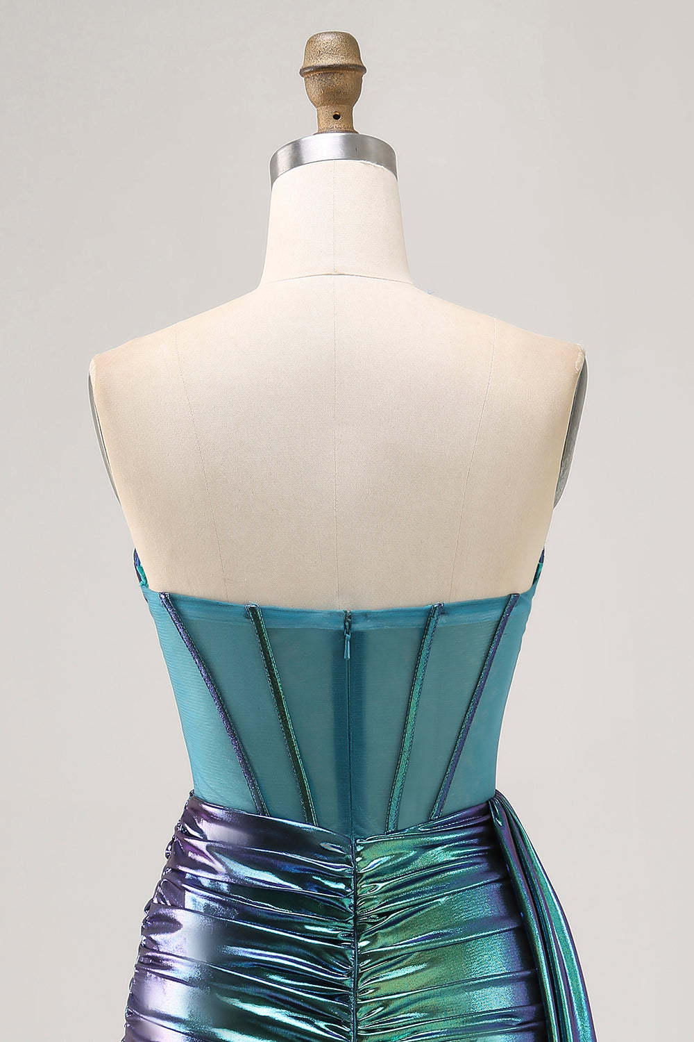 Sparkly Green Metallic Corset Tight Mini Homecoming Dress with Ruffles