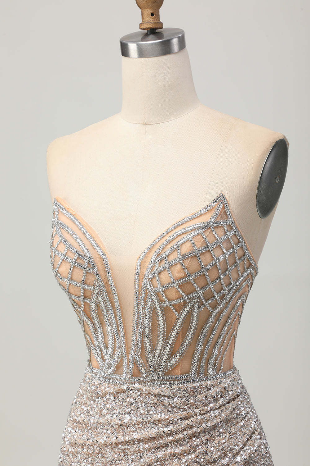 Sparkly Sequins Bodycon Sliver Strapless Short Corset Homecoming Dress