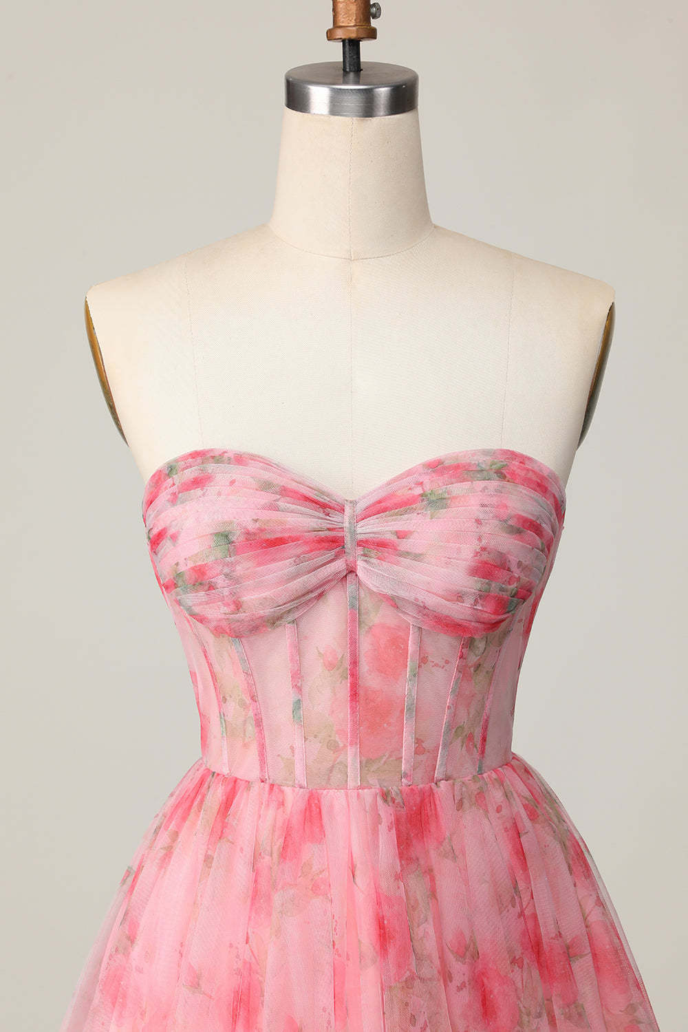 Red Floral Corset Sweetheart Short A Line Homecoming Dress with Ruffles