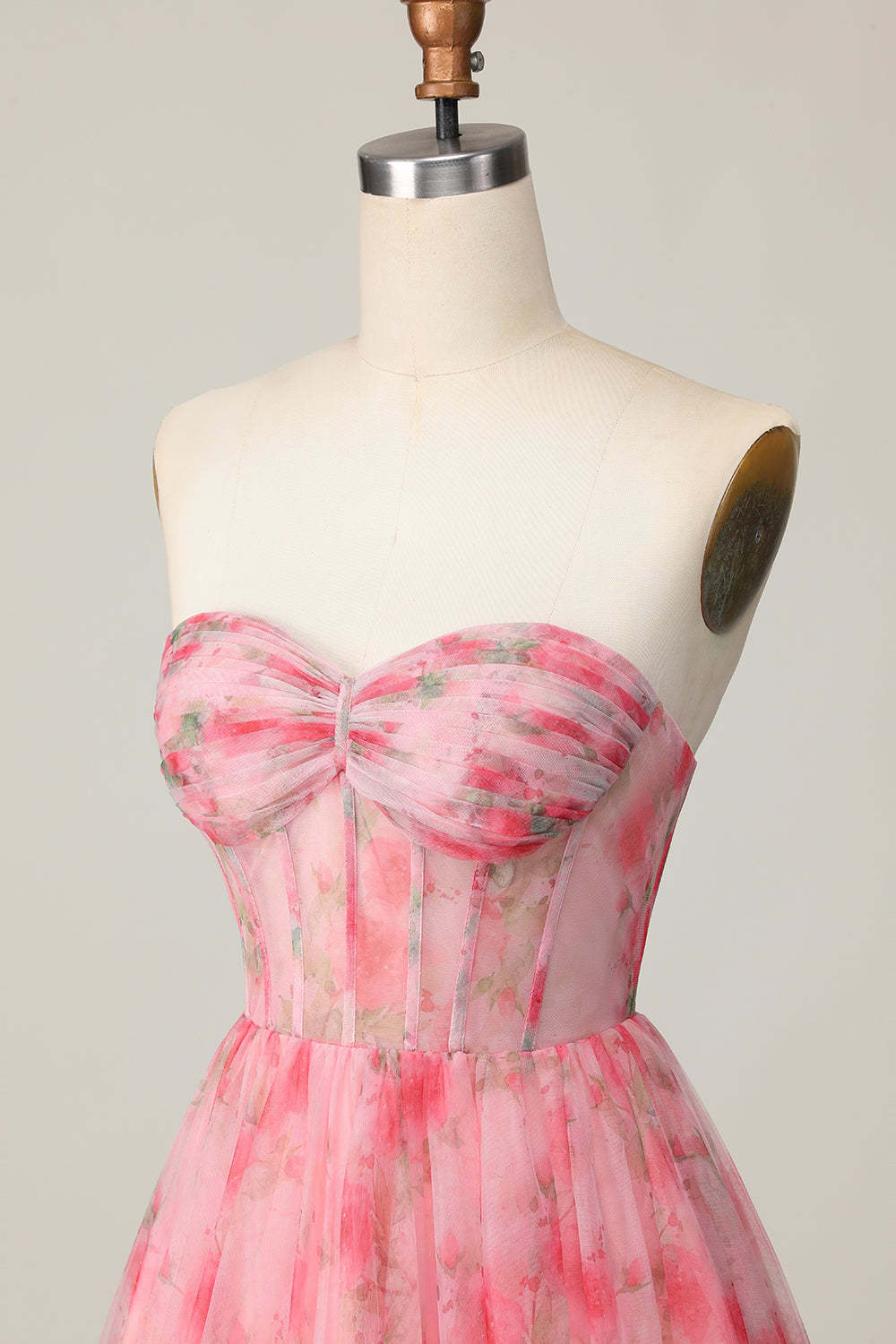 Red Floral Corset Sweetheart Short A Line Homecoming Dress with Ruffles