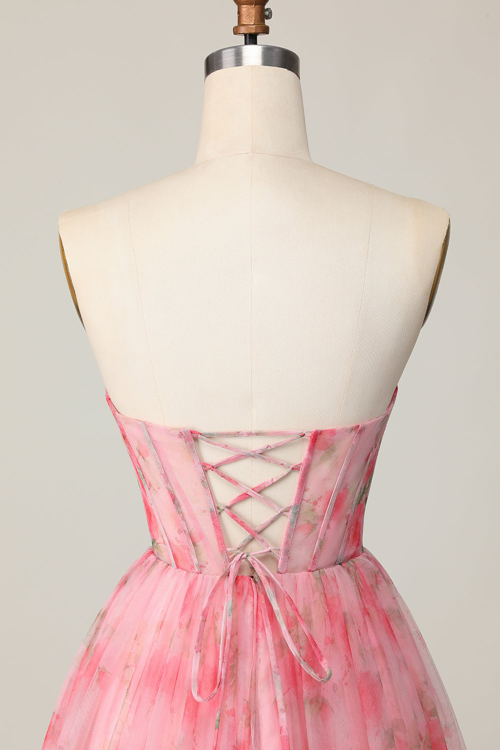 Red Floral Corset Sweetheart Short A Line Homecoming Dress with Ruffles