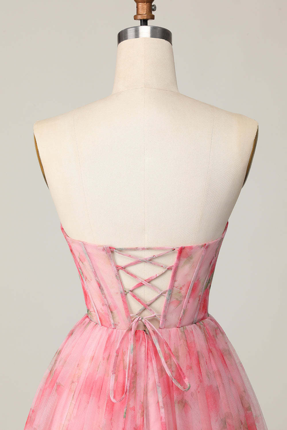 Red Floral Corset Sweetheart Short A Line Homecoming Dress with Ruffles
