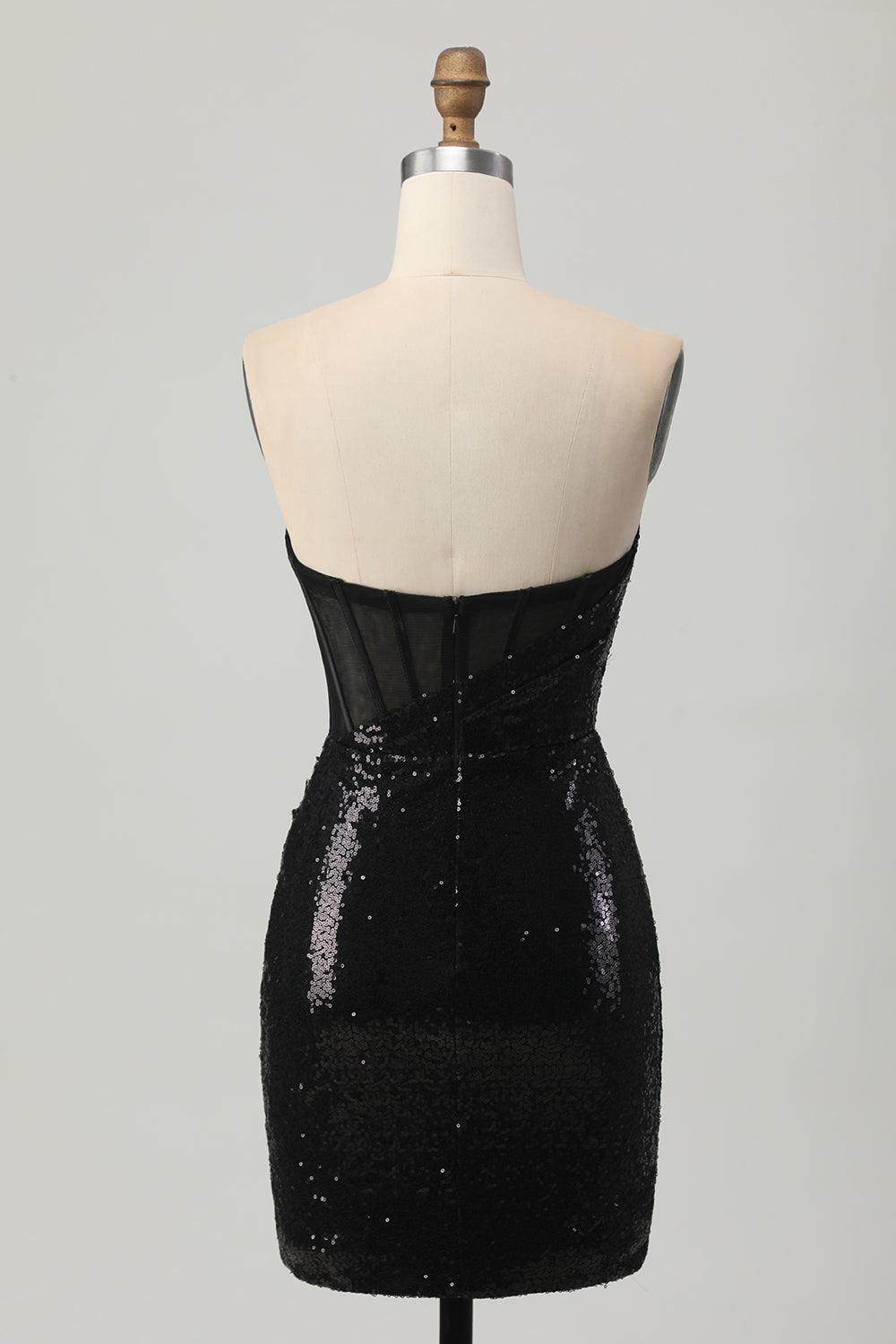 Sparkly Black Sequins Sweetheart Backless Tight Short Homecoming Dress
