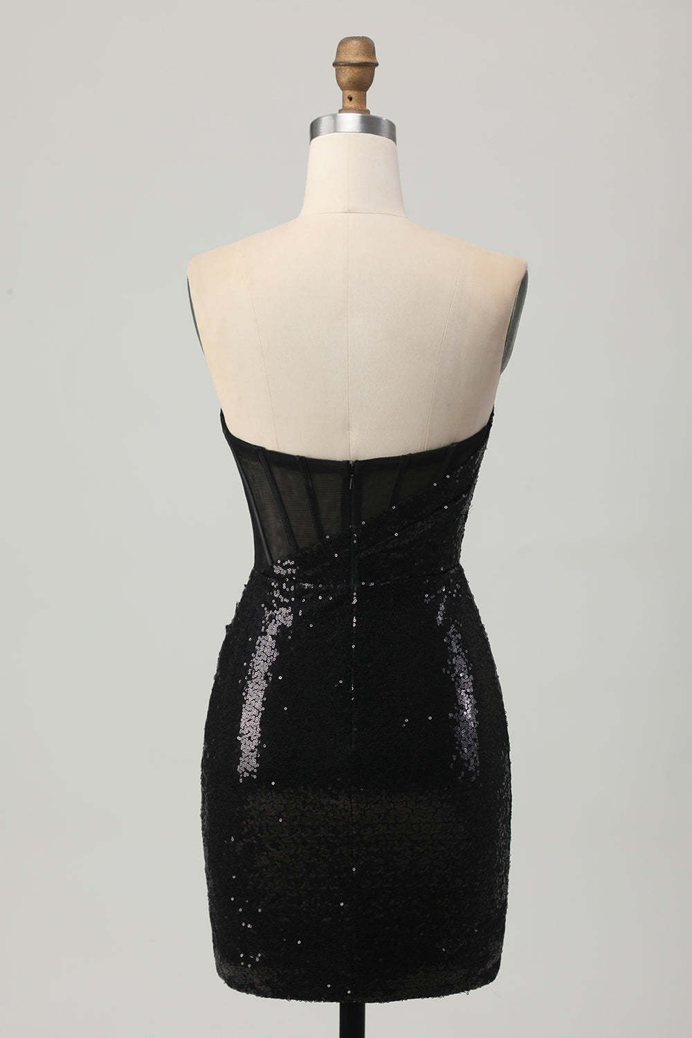Sparkly Black Sequins Sweetheart Backless Tight Short Homecoming Dress
