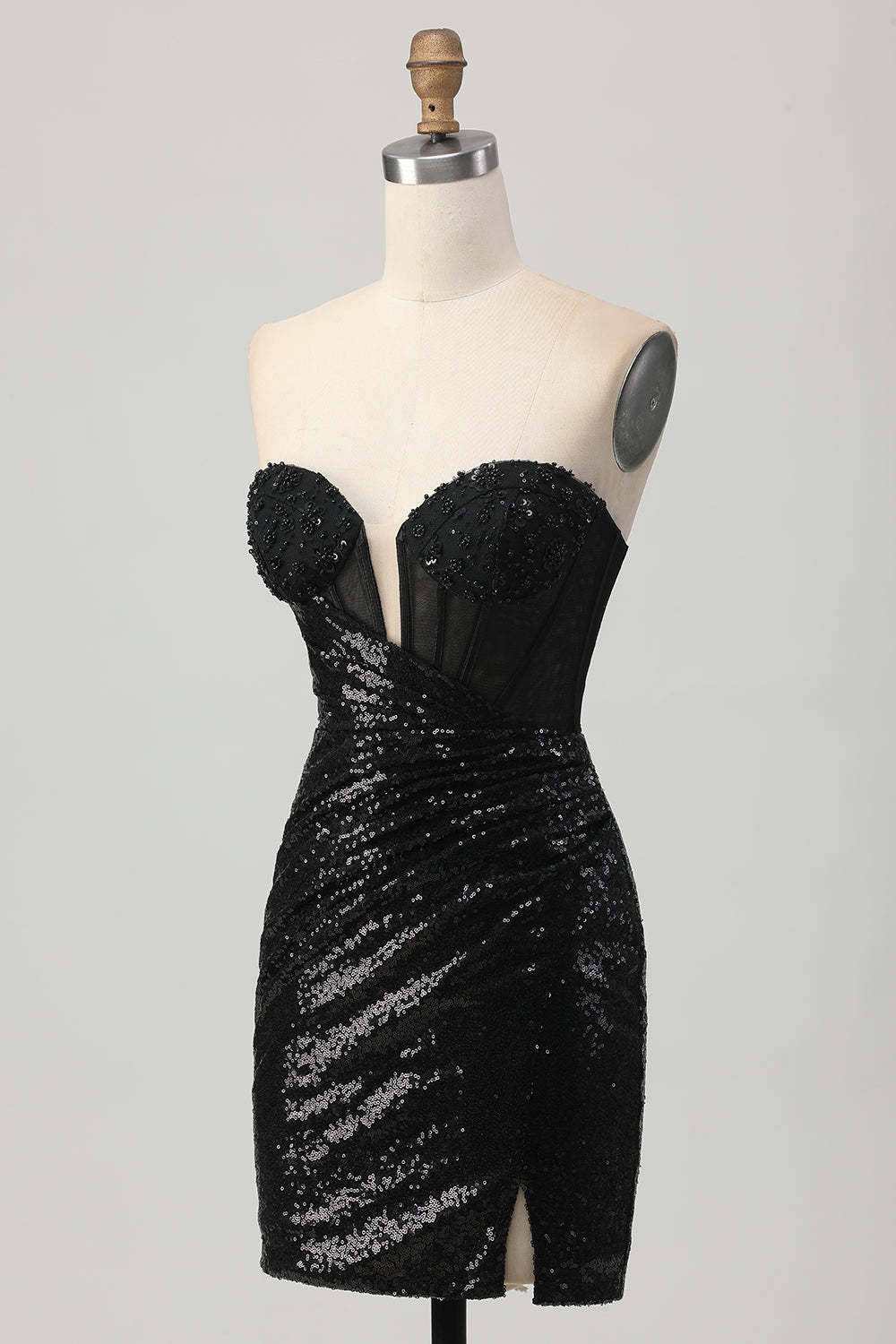 Sparkly Black Sequins Sweetheart Backless Tight Short Homecoming Dress