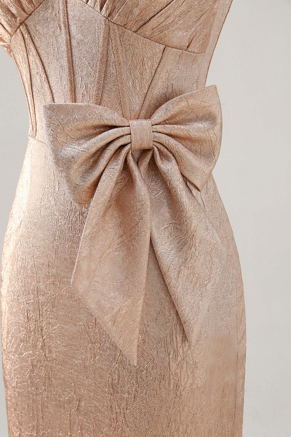 Champagne Tight Short Corset Jacquard Homecoming Dress with Bow