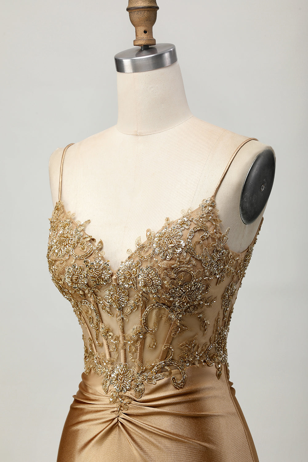 Sparkly Golden Tight Short Corset Homecoming Dress with Applique