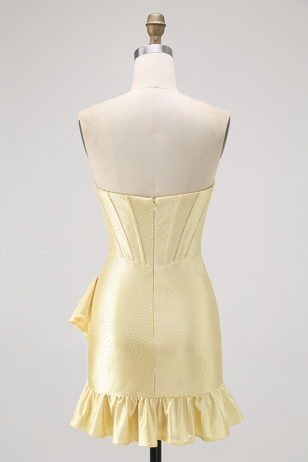 Yellow Tight Corset Beaded Sweetheart Short Homecoming Dress with Ruffles