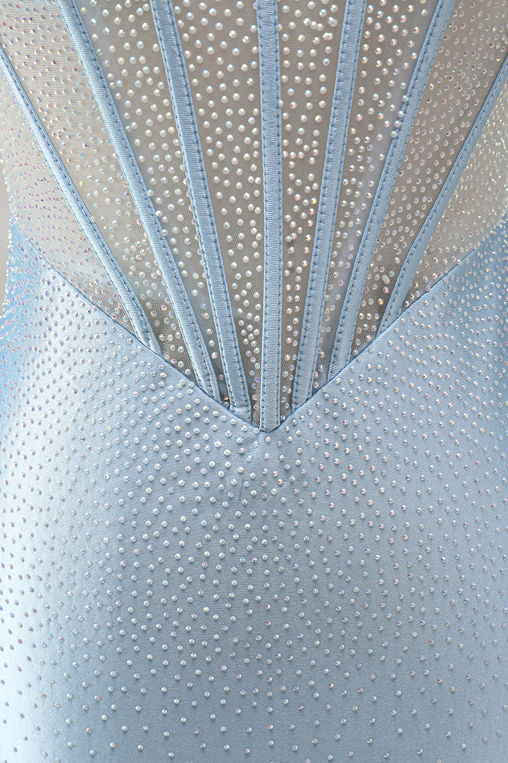 Sparkly Light Blue Corset Bodycon Strapless Short Homecoming Dress with Beading