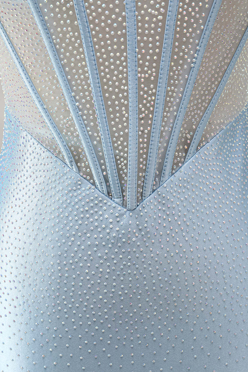 Sparkly Light Blue Corset Bodycon Strapless Short Homecoming Dress with Beading