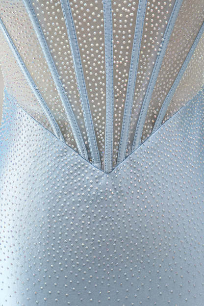 Sparkly Light Blue Corset Bodycon Strapless Short Homecoming Dress with Beading