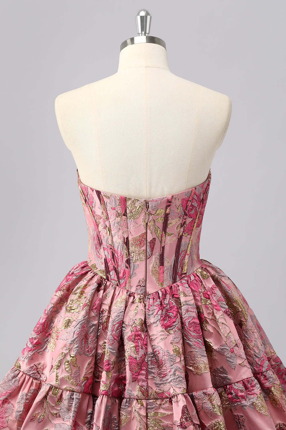 Blush Corset Jacquard A Line Short Homecoming Dress