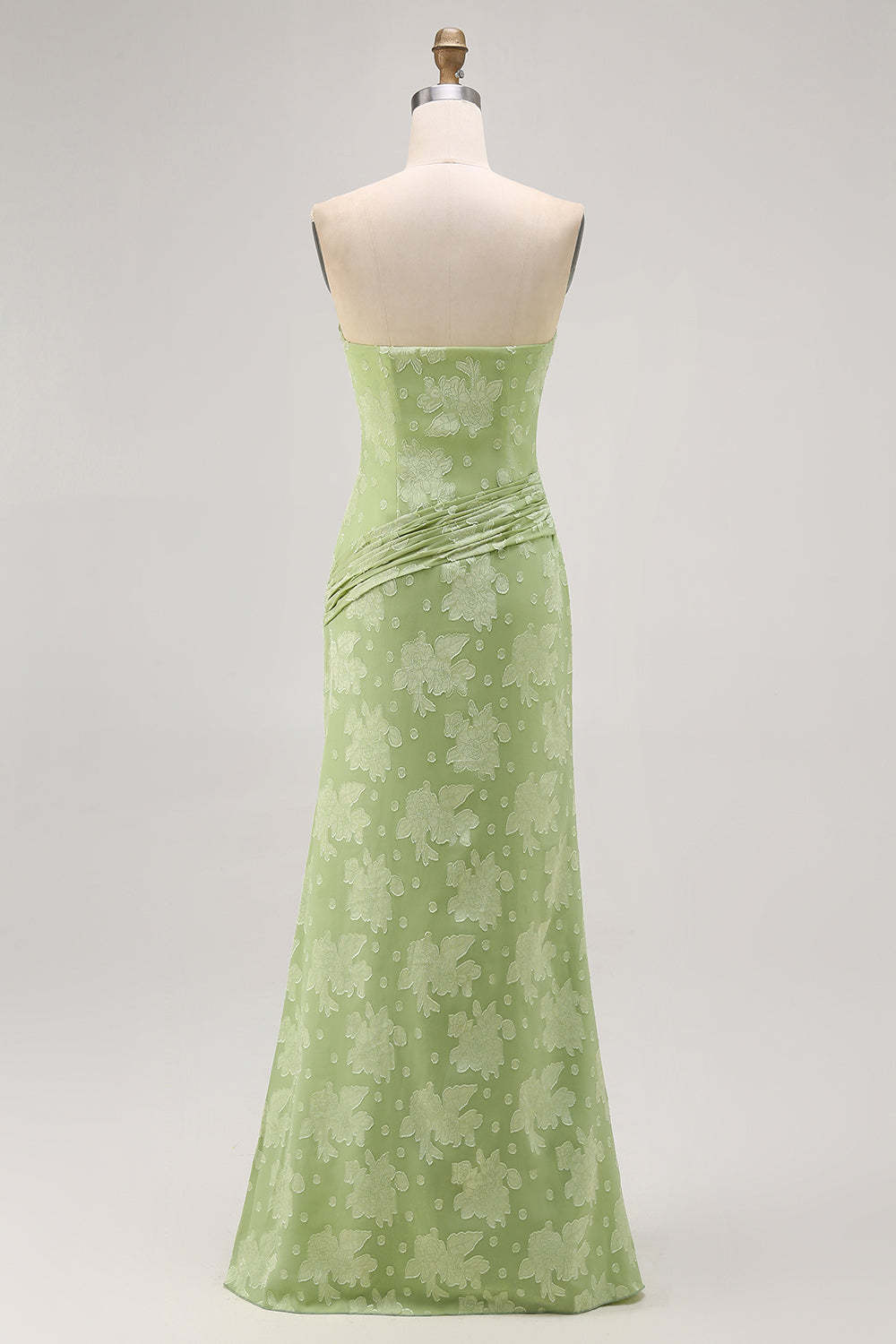 Sage Green Sheath Floral Maxi Wedding Guest Dress with Slit