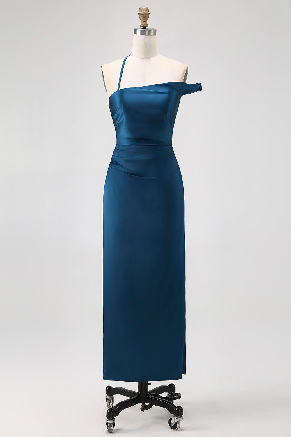 ink blue bridesmaid dresses Ink Blue Chiffon Thin Straps V-Neck A-Line Bridesmaid Dress