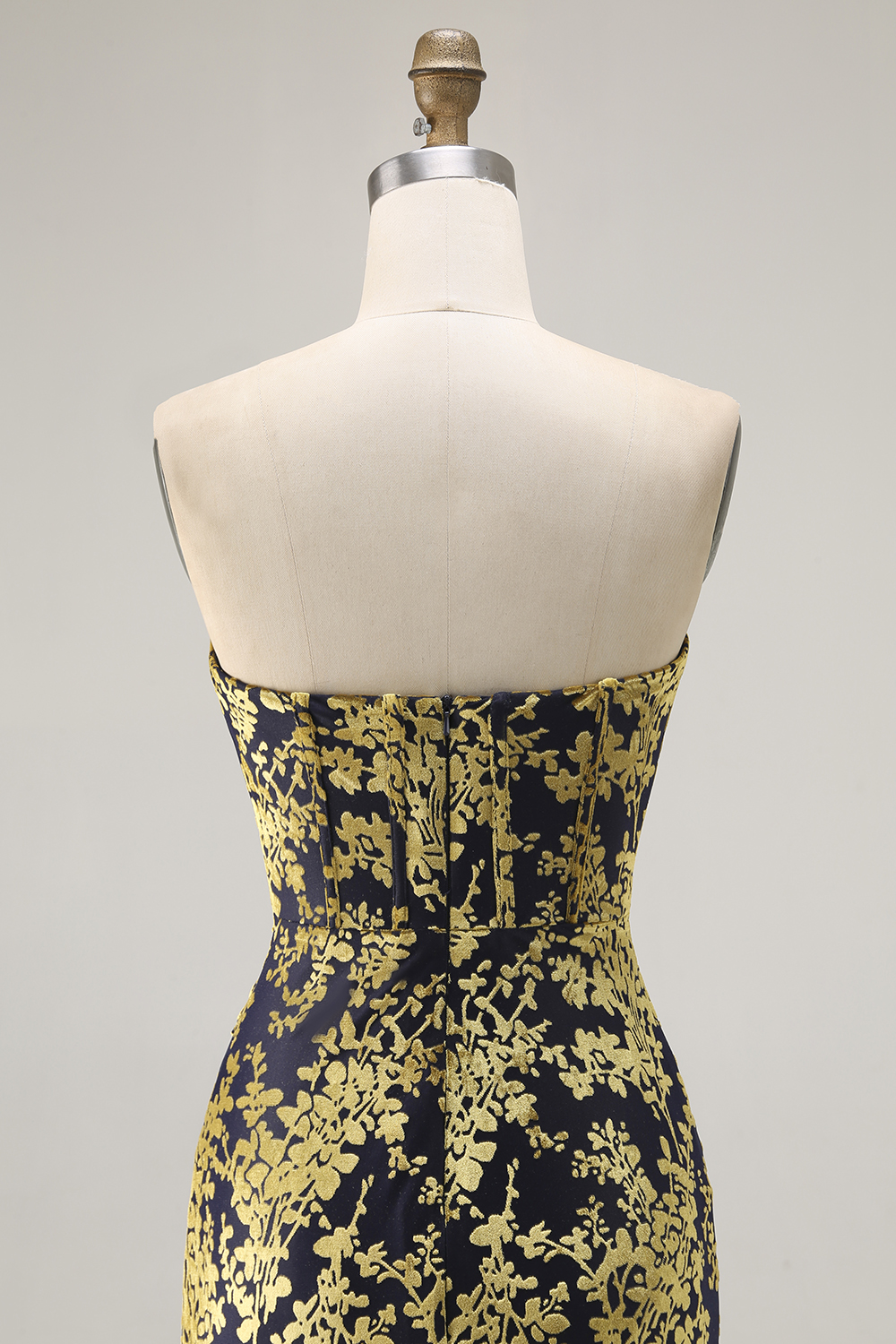 Peacock Green Corset Strapless Long Velvet Bridesmaid Dress with Slit