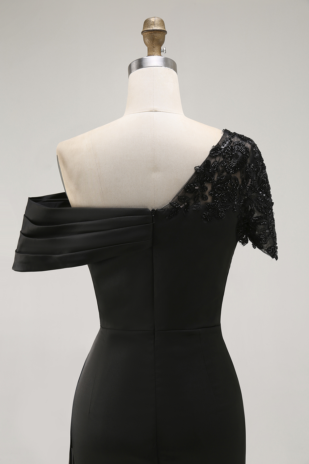 Black Sheath One Shoulder Maxi Mother of the Bride Dress with Sequins
