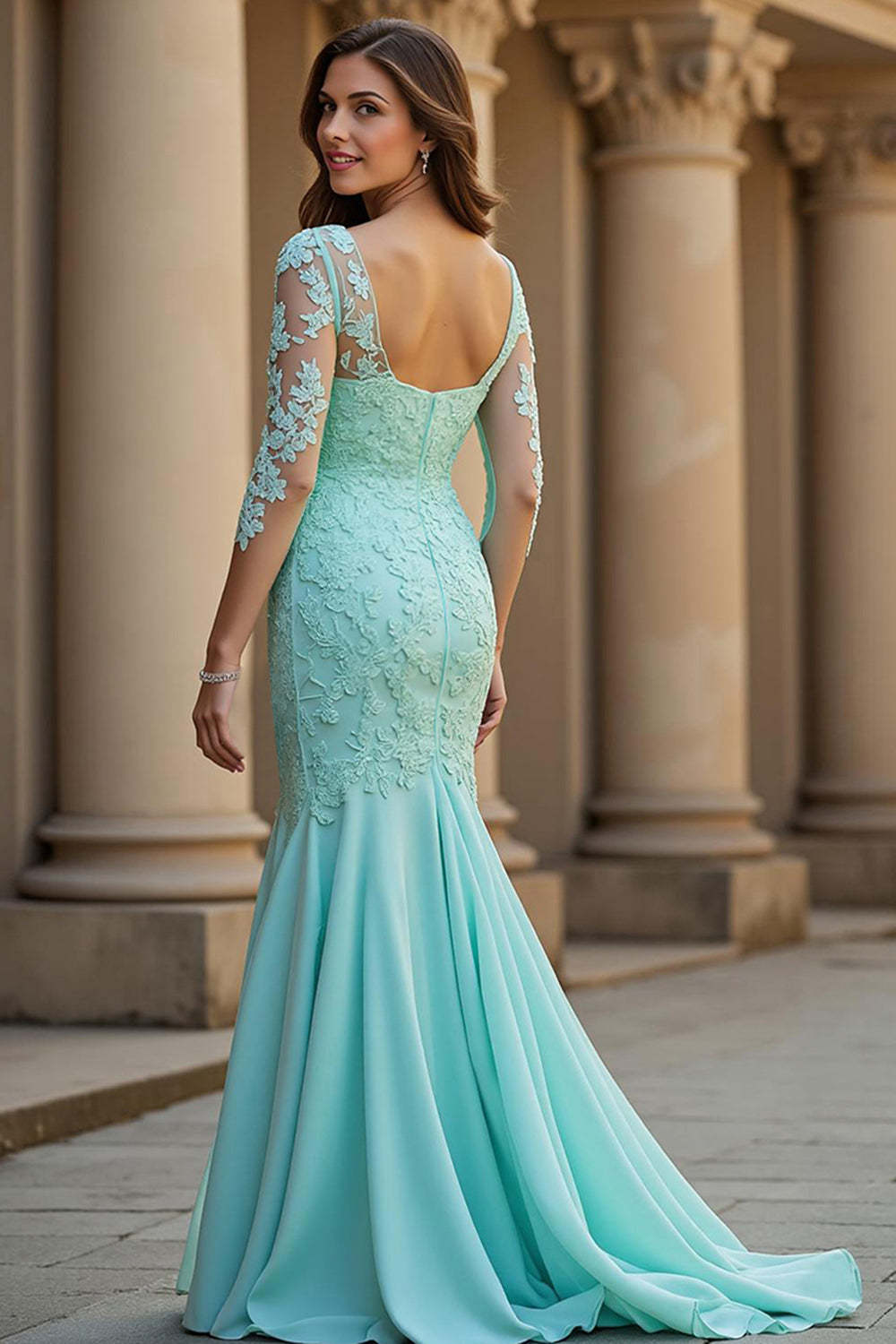 Light Green Corset Mermaid Maxi Prom Dress with Lace