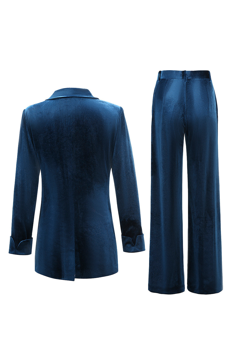 2 Piece Velvet Peacock Blue Notched Lapel Women Prom Suits