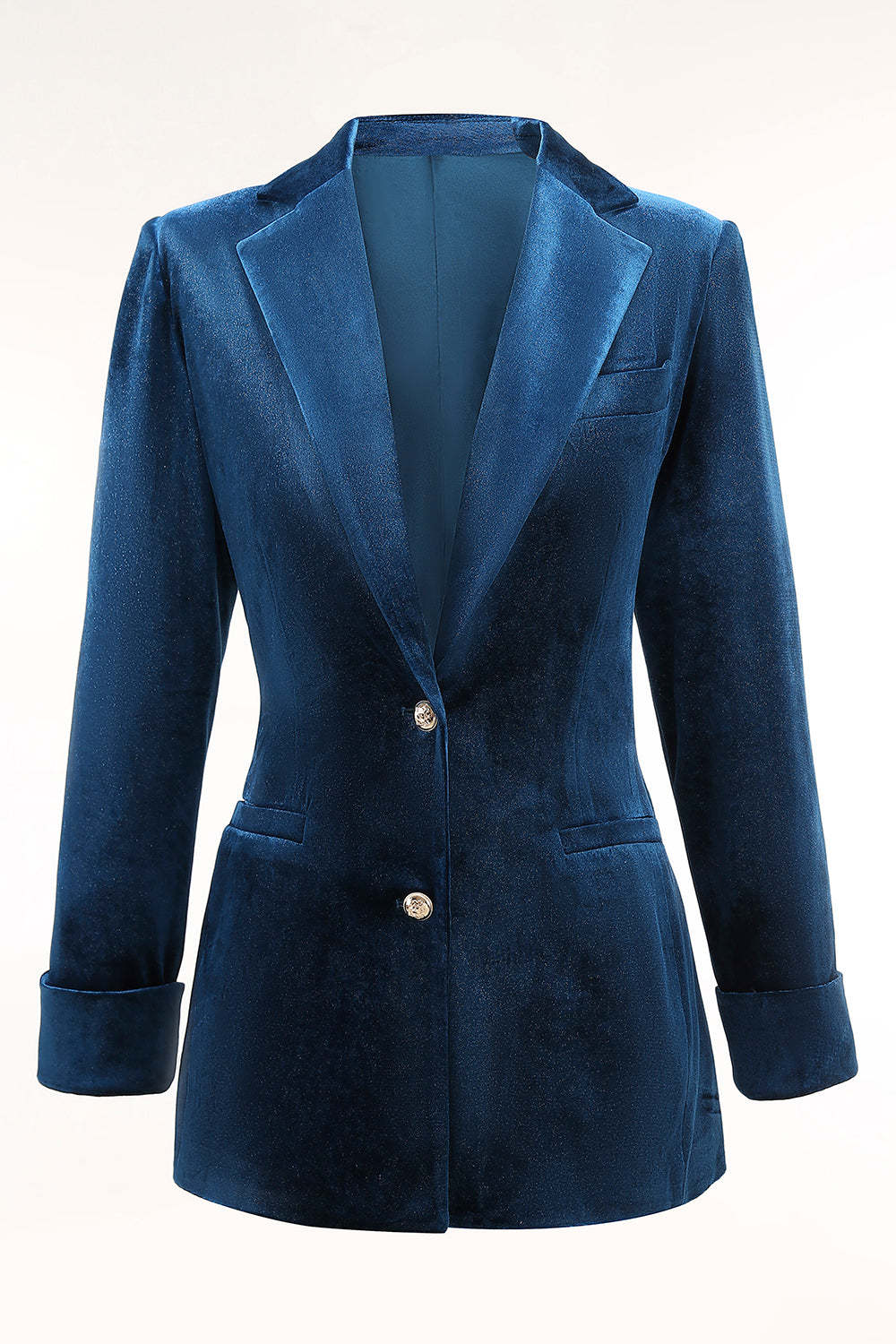 2 Piece Velvet Peacock Blue Notched Lapel Women Prom Suits