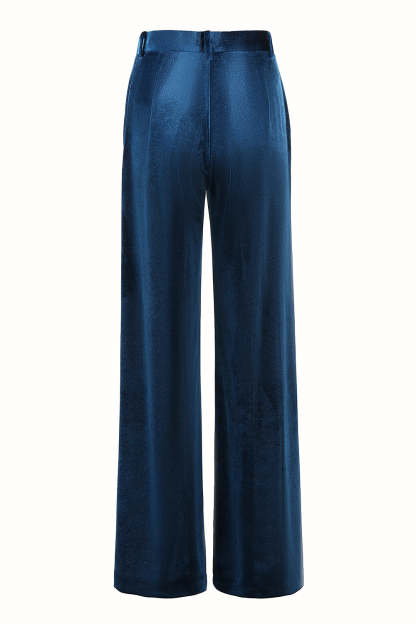 2 Piece Velvet Peacock Blue Notched Lapel Women Prom Suits