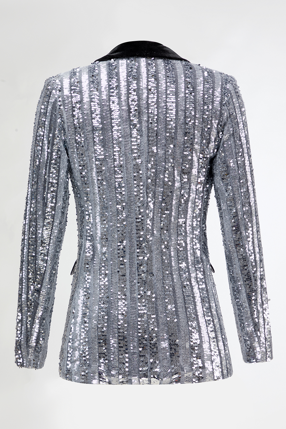 Sparkly Silver 2 Piece Sequins One Button Prom Party Suits