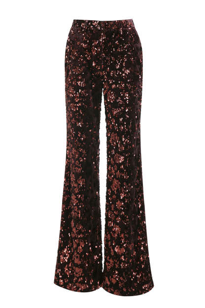 Sparkly Coffee Peak Lapel 2 Piece Sequin Women Prom Suits with Sash