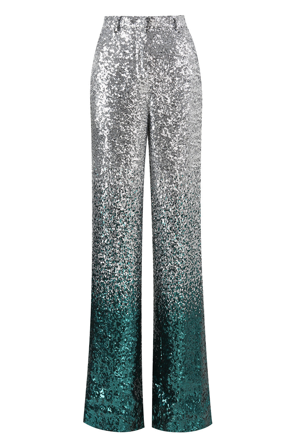 Sparkly Silver and Peacock Sequin 2 Piece Women Prom Suits