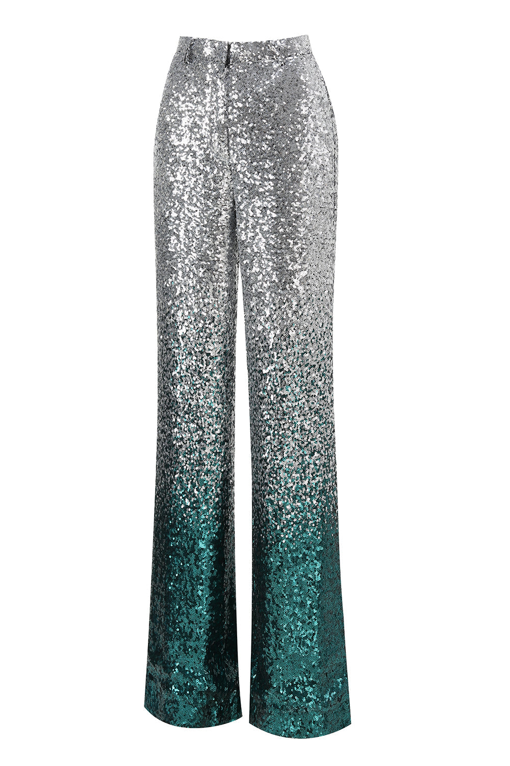 Sparkly Silver and Peacock Sequin 2 Piece Women Prom Suits