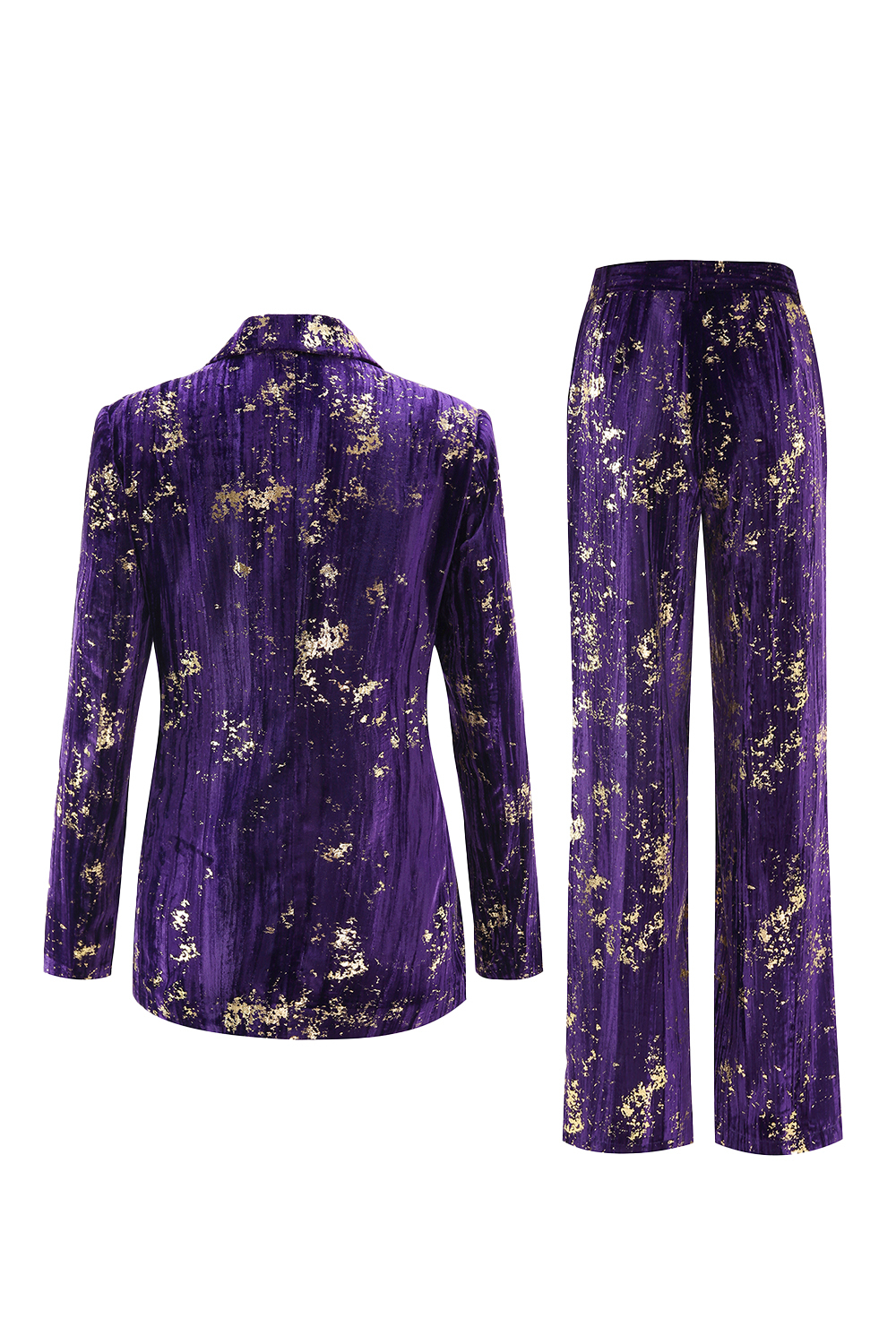 Purple 2 Piece Floral Notched Lapel Women Prom Suits with Sleeves