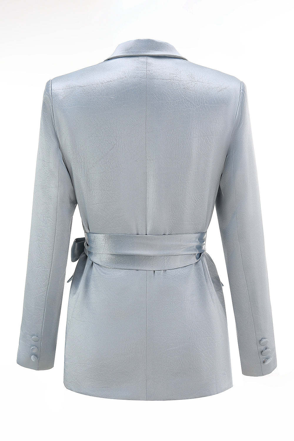 Dusty Blue 2 Piece Satin Women Prom Suits with Sash
