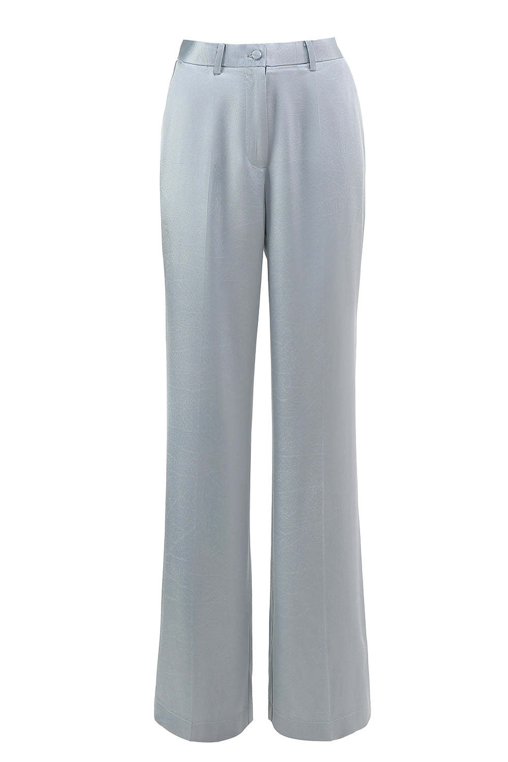 Dusty Blue 2 Piece Satin Women Prom Suits with Sash