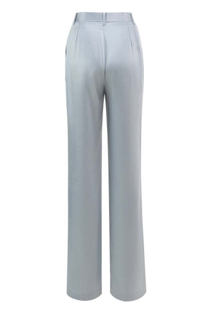 Dusty Blue 2 Piece Satin Women Prom Suits with Sash