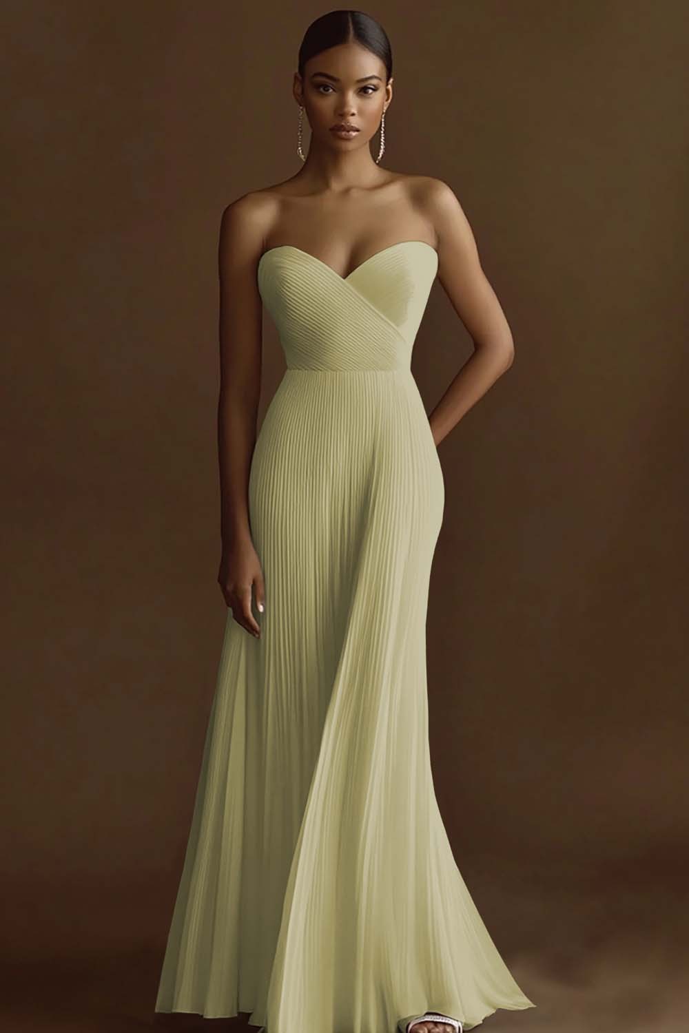 Ivory Sweetheart Pleated Maxi Wedding Reception Dress