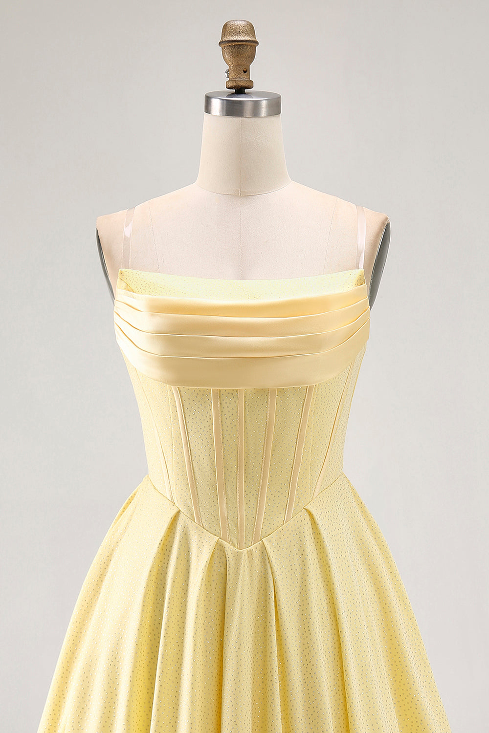 Sparkly Yellow Corset A Line Short Homecoming Dress with Beading