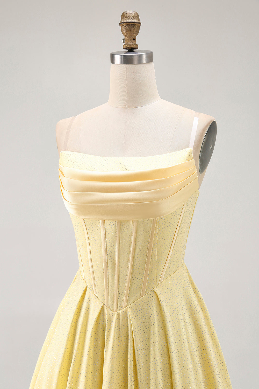 Sparkly Yellow Corset A Line Short Homecoming Dress with Beading