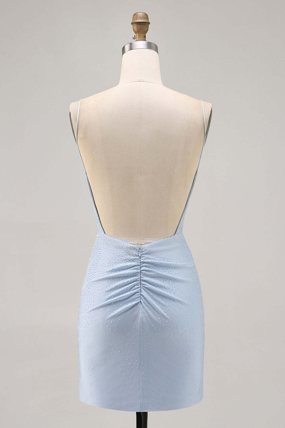 Sparkly Blue Tight Short Backless Homecoming Dress with Beading
