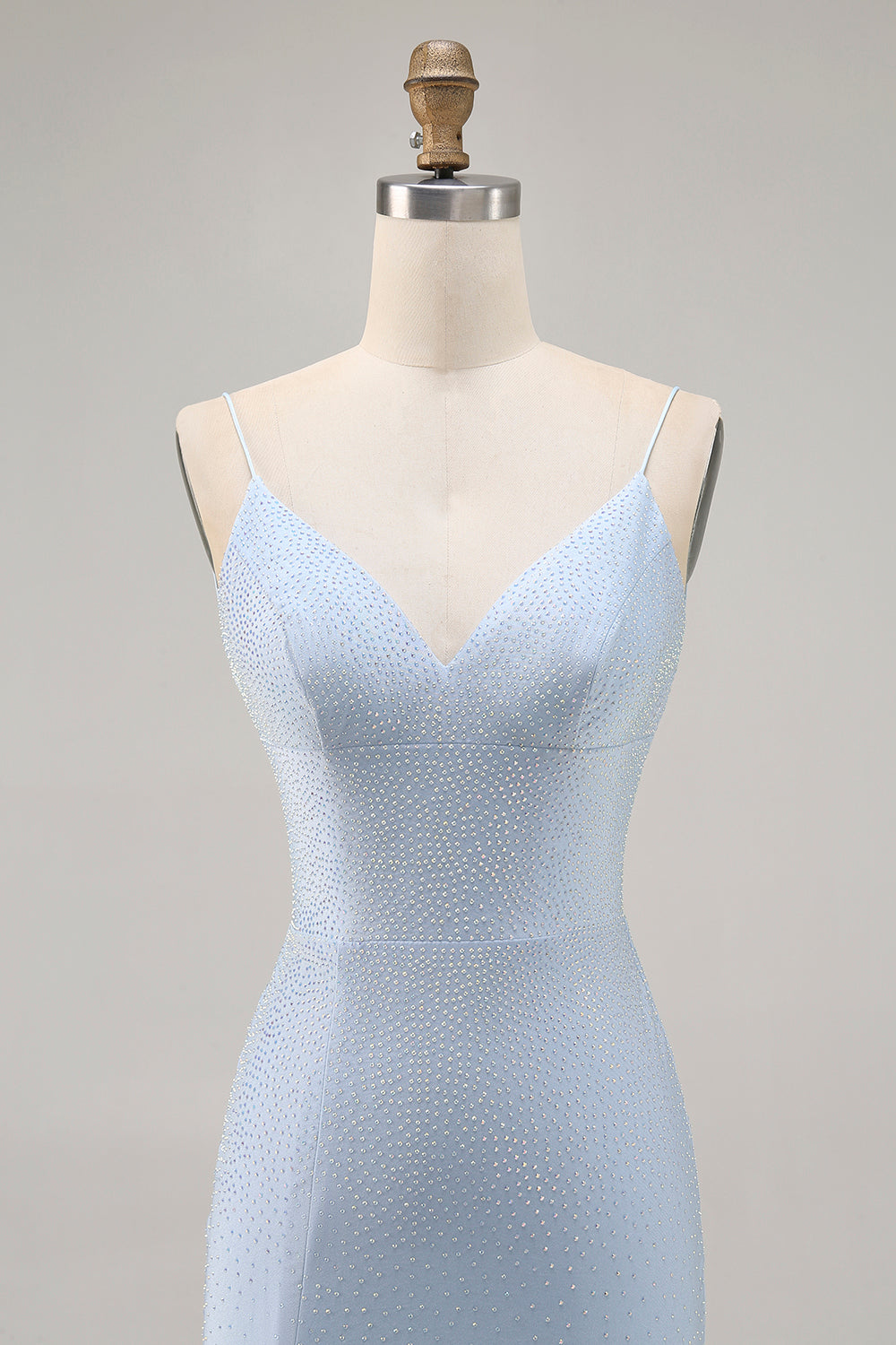Sparkly Blue Tight Short Backless Homecoming Dress with Beading