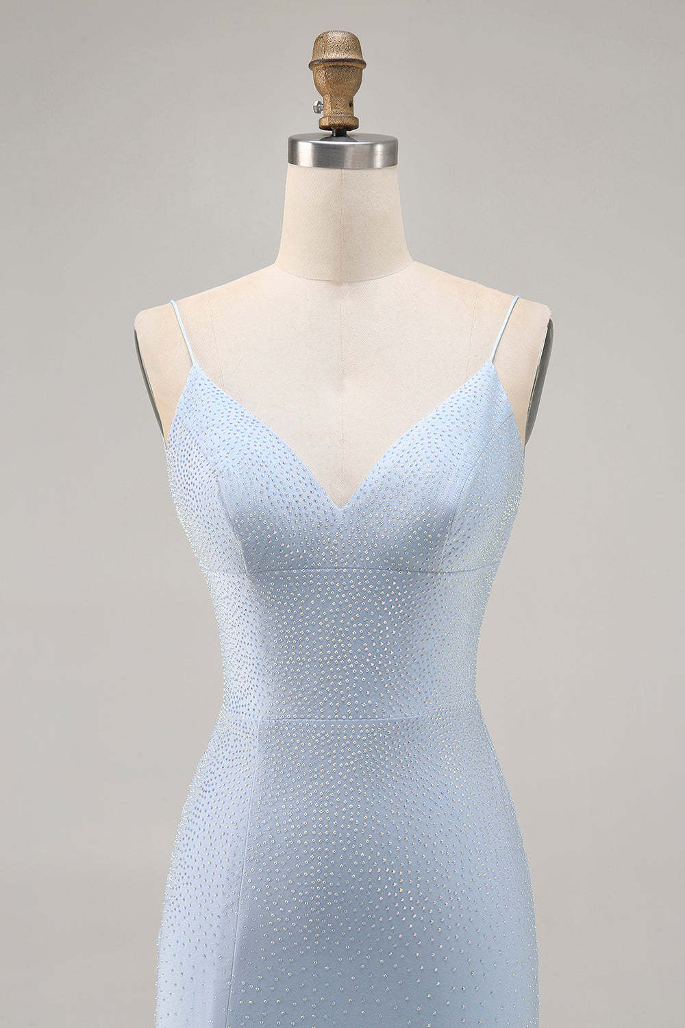 Sparkly Blue Tight Short Backless Homecoming Dress with Beading