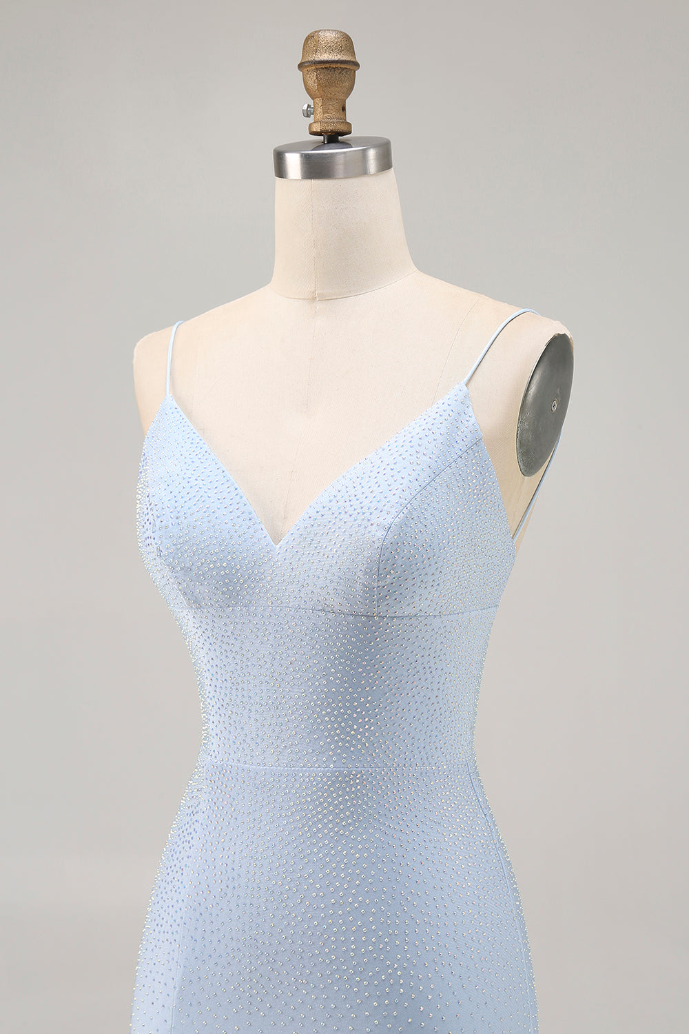Sparkly Blue Tight Short Backless Homecoming Dress with Beading