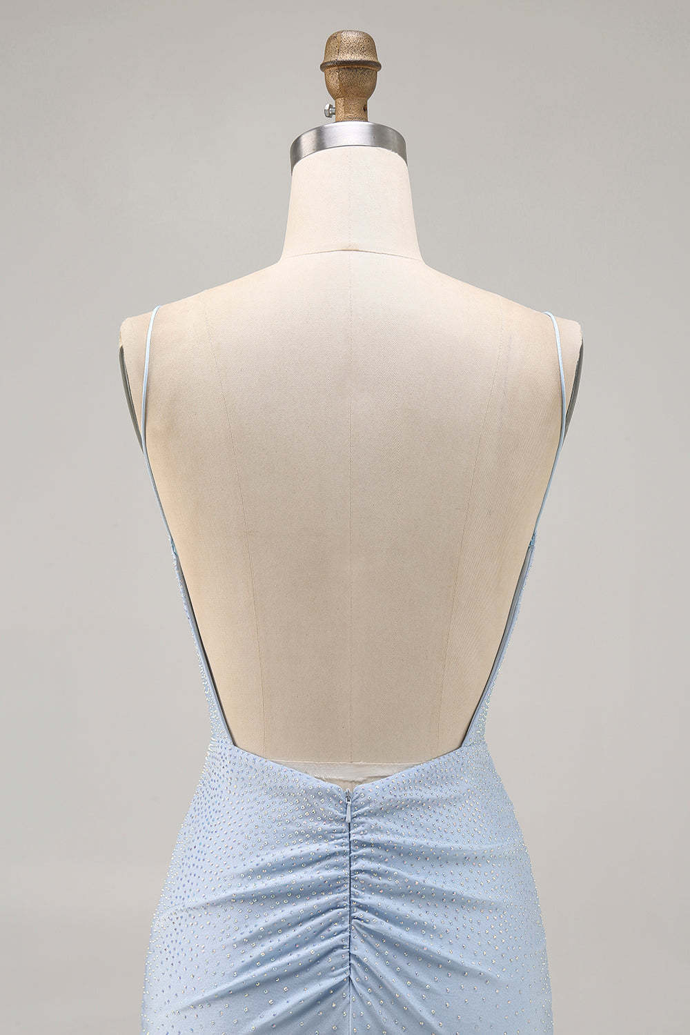 Sparkly Blue Tight Short Backless Homecoming Dress with Beading